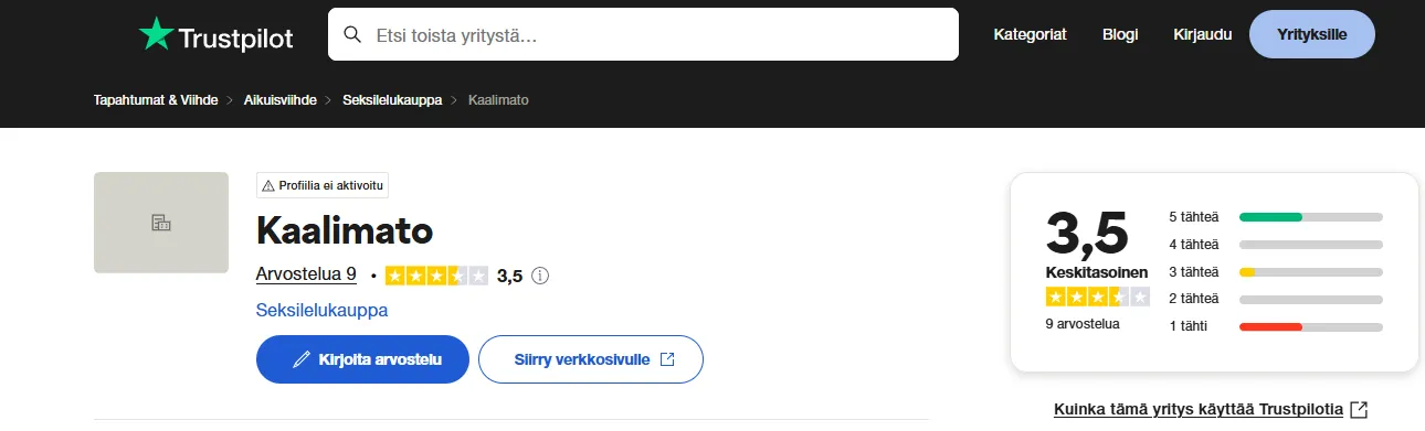 Kaalimato.com kokemuksia Trustpilot-sivustolla