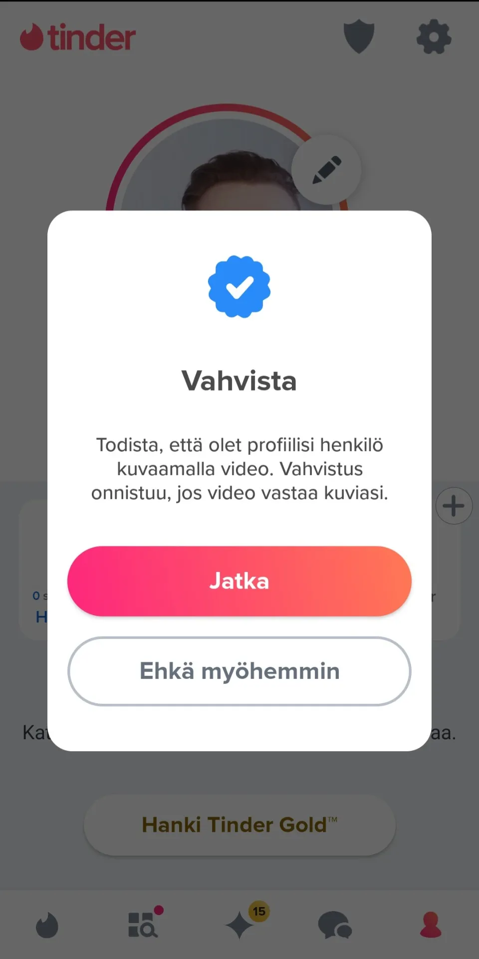 2. Hyväksy Tinder kuvan vahvistamisen säännöt.